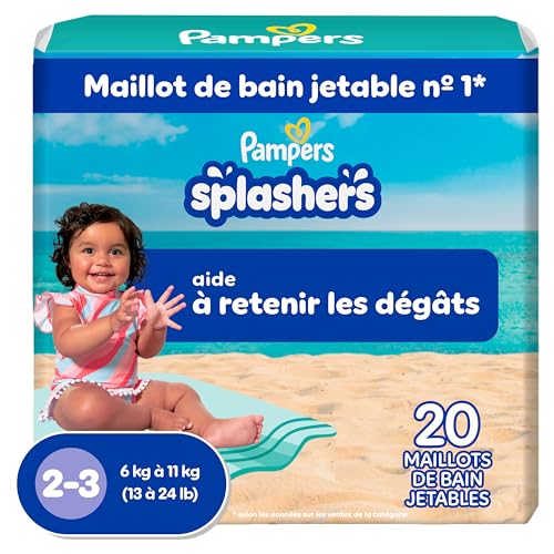 Image of Pampers Swim Diapers - Splashers, Gap-Free Disposable Baby Swimming Pants- Size 2-3, 20 Count (Pack of 6)