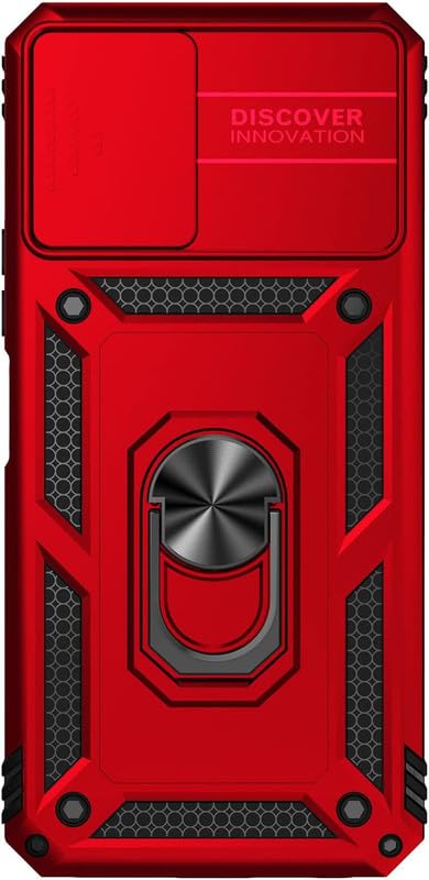 Tough Shockproof Bumper Back Case Cover | Ring Holder & Sliding Camera Shield Cover | 360 Degree Protection Back Case Cover for Motorola Moto G86 5G – Red