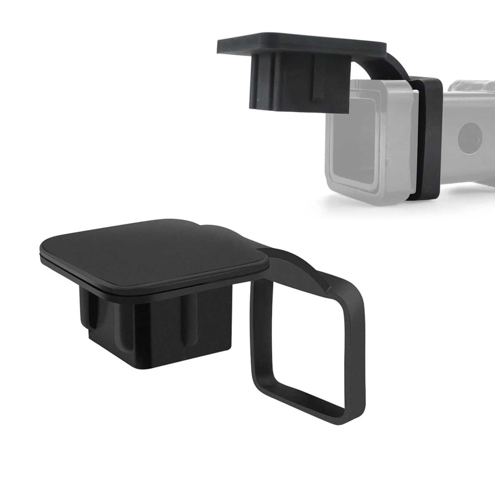 1 PC Car Towing Cover, 2" x 2" Receiver Hook Square Plug ABS Dustproof and Waterproof Protector with Hook, Tube Plug Insert Tow Cover, Universal Exterior Accessories for Most Cars (Black)