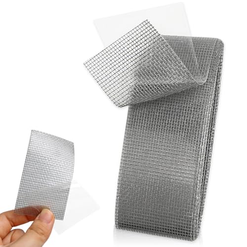 47mm*2m Cinta Mosquitera Adhesiva,Cinta Reparadora de Mosquiteras,reparar mosquitera Autoadhesiva Herramienta,Cinta para Reparar Mosquiteras,para Ventanas Puerta Pantalla(Gris)