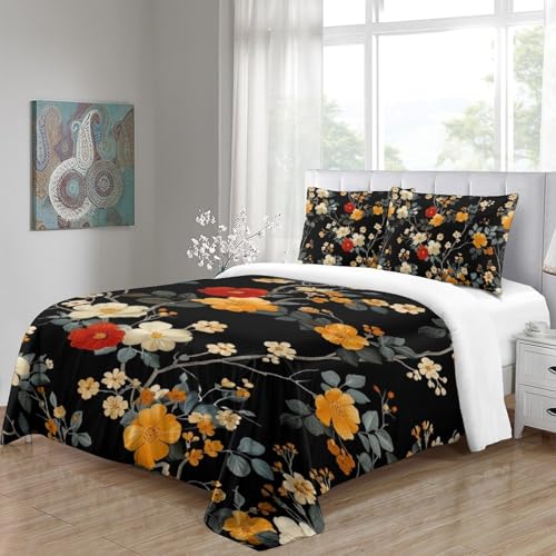Parure de lit fleurs 200x200cm en microfibre 3D au rendu visuel exceptionnel - 5