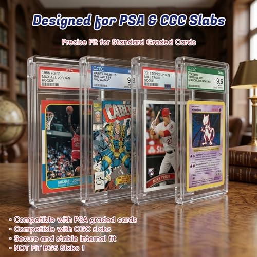 Image of PSA Slab Display Case - 1inch Thick Acrylic Graded Card Display Case with Magnetic Lid, Clear Slab Protector Compatible with PSA & CGC, Card Slab Case for Graded Cards