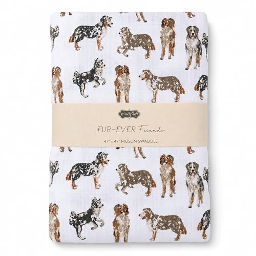 Image of Mud Pie Baby Dog Breed Swaddle Blanket, Australian Shepherd, 47" x 47", Aussie