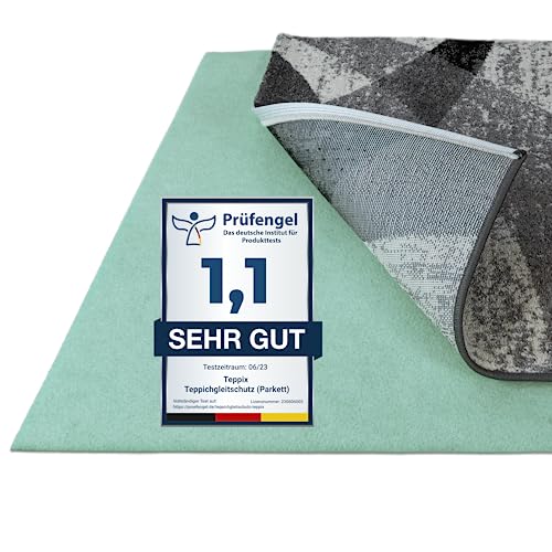 TEPPIX® Parkett - Antirutschmatte für Teppich auf Parkett, Teppichunterlage ohne Lösungsmittel &...