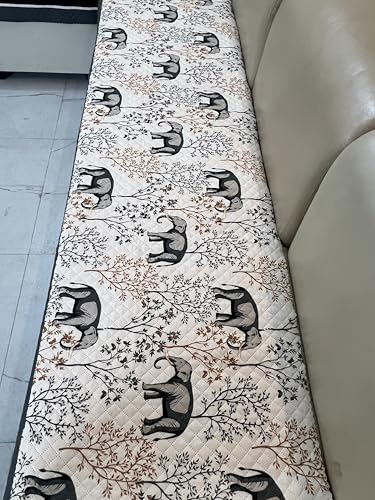 Image of JAPA Retro Rainbow Border Quilted Velvet L-Shape Seat-Only Sofa Cover for 3+3 Seater - Non-Slip Washable Daily Use Sofa Protector, Luxury Sofa Mat for Living Room