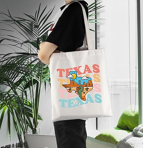 Image of ENSIANTH Texas State Tote Bag - Cowboy Lone Star State Vacation Shoulder Bag - Housewarming Gift