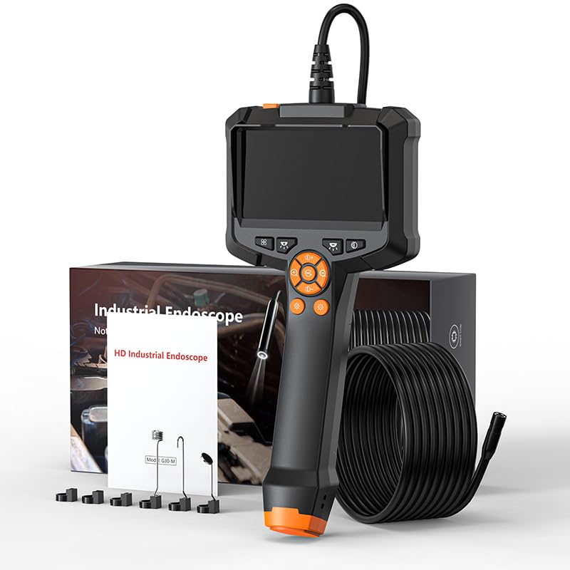 Cámara endoscópica con luz de 15 m/50 pies, cámara endoscópica Qimic para teléfono móvil de 8 mm IP67, cámara de inspección IP67, cámara de tubo HD de 4,3 pulgadas con 8 LED, cámara de canal