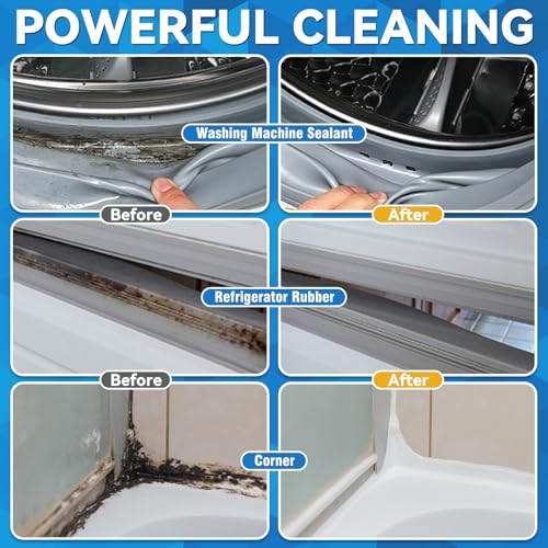 Mold Stain Cleaner, 8 Floz Washing Machine Cleaner Gel with Brush, Household All-Purpose Cleaner Highly Effective in Penetrating for Grout, Fridge, Bathroom, Shower (8, Fluid Ounces) (8 Fl Oz)