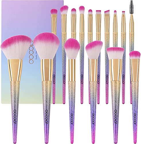 Docolor Pinceau Maquillage Professionnelle 16Pcs Fantasy Make up Brush Set Foundation Blending Blush Concealer Eye Shadow Synthetic Face Liquid Powder Cream Pinceaux cosmétiques avec Rainbow Box