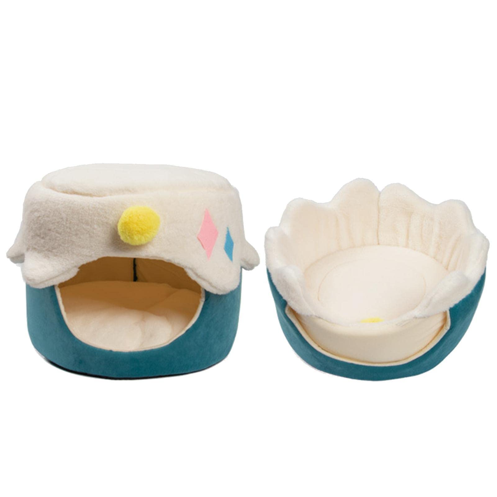 Overdekt kattenbed | Warm kattenbed voor winter, nepbont knuffelaar ronde comfortabele zelfverwarmende huisdierbed voor kat puppy slaaptent huis Overdekt kattenbed | Warm kattenbed voor winter, nepbont knuffelaar ronde comfortabele zelfverwarmende huisdierbed voor kat puppy slaaptent huis