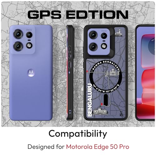 Image of KAPAVER GPS Edition Back Cover Case Compatible with MagSafe, Magnetic Case for Motorola Edge 50 Pro (Bengaluru-Black)(Polycarbonate + TPU)