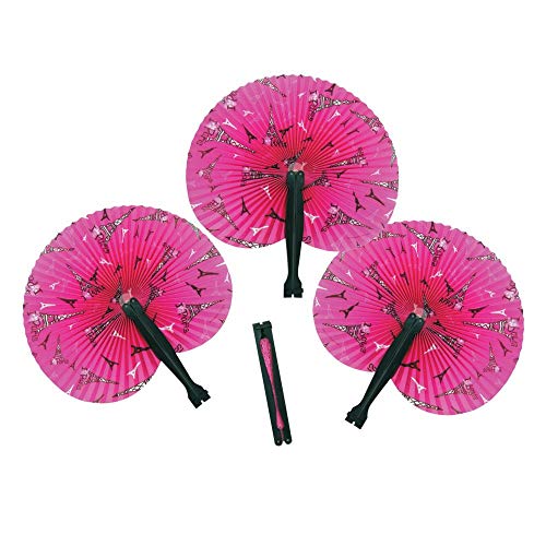 PERFECTLY PARIS FOLDING FAN (DZ) - Party Supplies - 12 Pieces