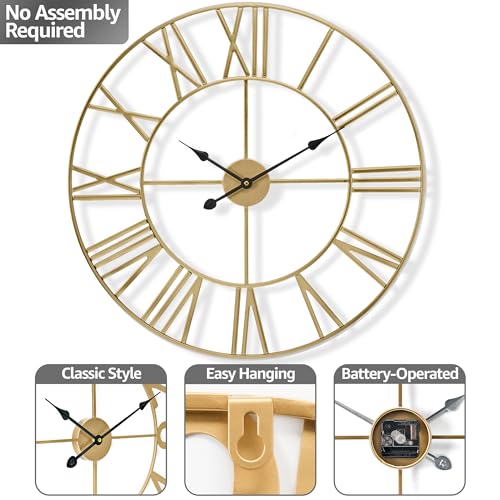Sorbus 24-Inch Gold Oversized Wall Clock