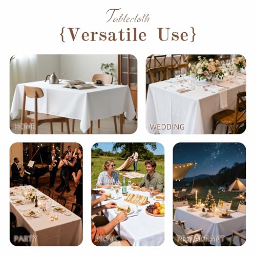 DRESSMAKER 6 Pack Waterproof Faux Linen Tablecloths - White Table Cloth Rectangle 60x102 Inches, Fits 6ft Table for Weddings, Buffets, Parties & Dining by DRESSMAKER - Used condition - Image 8
