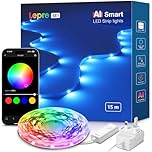 Lepro SE1 AI Smart LED Strip Light 15M RGB, Works with Alexa & Google Assistant, Music Sync, Colour Changing RGB Lights, Personalized AI Lighting Designer, Bluetooth & 2.4GHz WiFi, App Voice Control