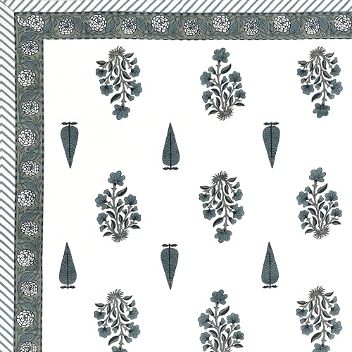 Image of BLOCKS OF INDIA Hand Block Printed 200 TC Cotton King Size Bedsheet | Grey Rose