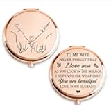 ArtexGifts to My Wife I Love You Personalized Holding Hands Couple Compact Mirror, Romantic Gift for Her, Wife, Girlfriend On Anniversary, Valentine’s Day, Birthday, Wedding Keepsake
