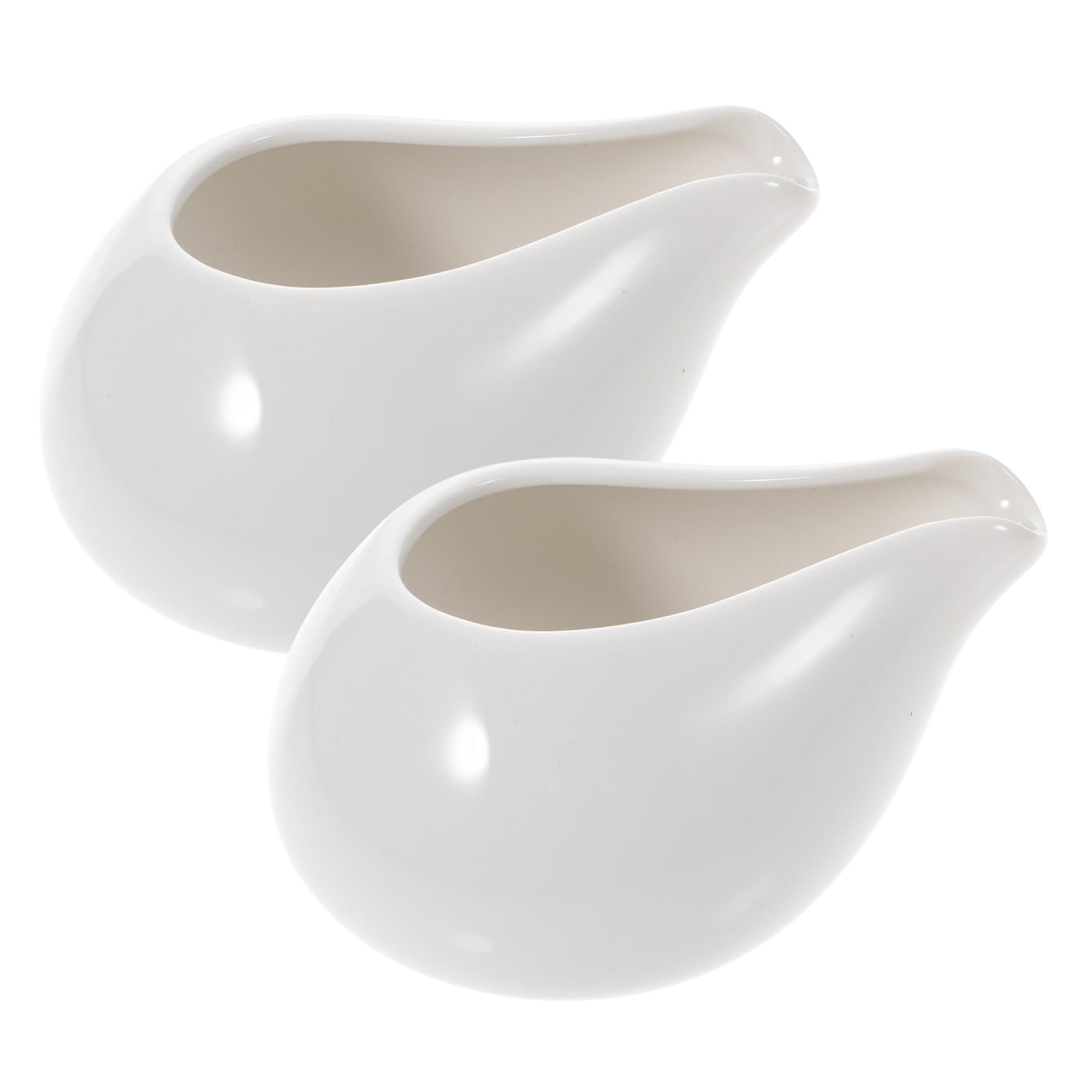 OFFSCH 2Pcs Ceramic Gravy Boats White Sauce Holders for Dinning Table Decor for Sauces Dressings and Seasonings Easy to Clean for Individual Family Serving