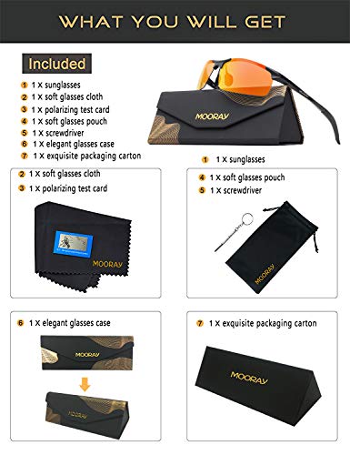 MOORAY Mens Sports Polarized Sunglasses UV Protection Fashion Sunglasses for Men Fishing Driving(Red,Black)