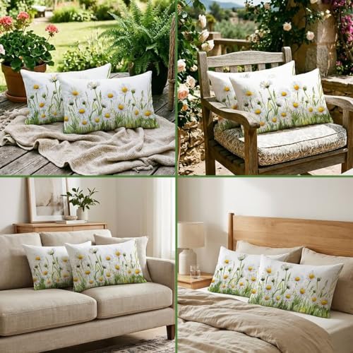 Housse coussin extérieur 50x80 imperméable lot de 2 en lin résistant aux intempéries - 7