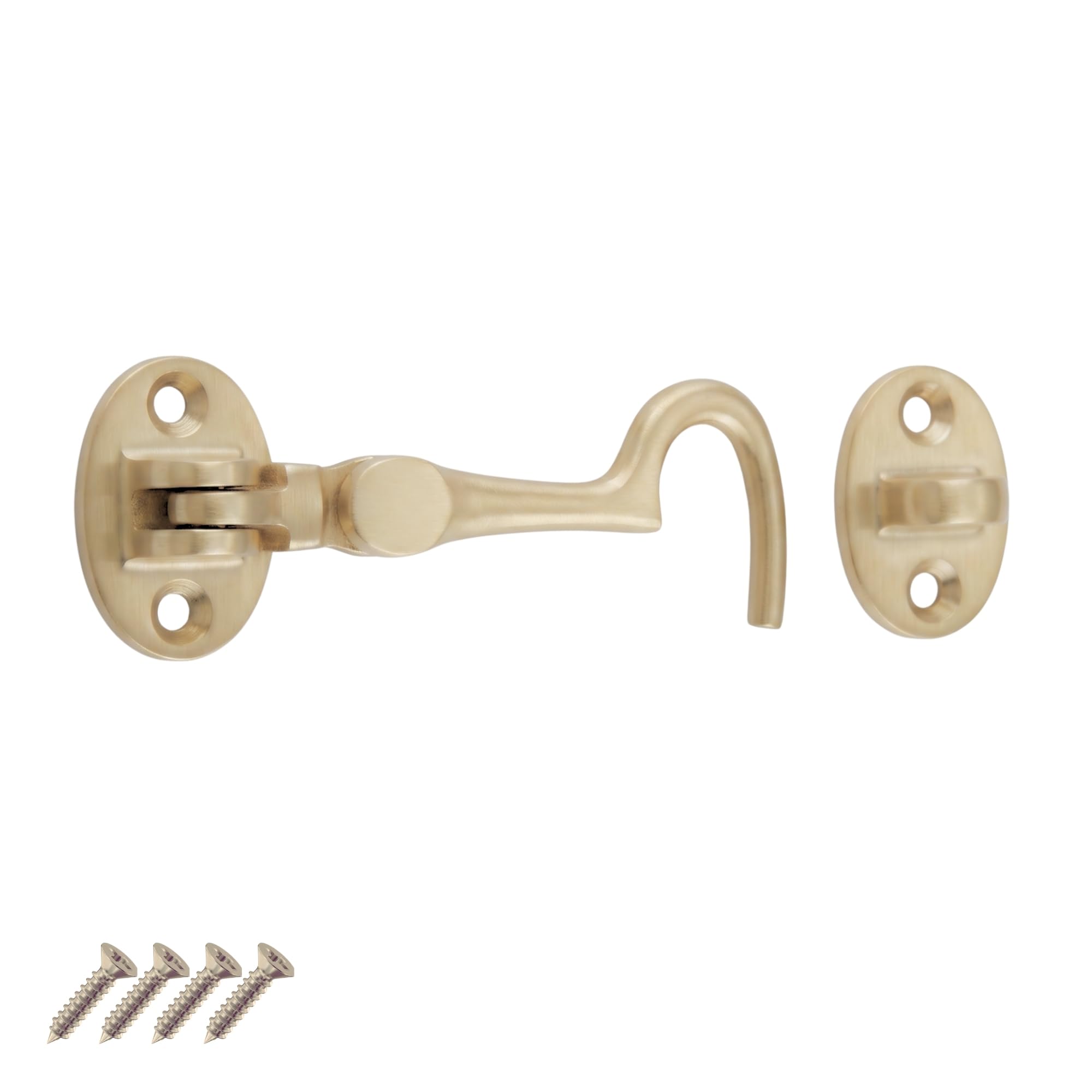 Keypak Polished Brass Wire Cabin Hook Traditional Style Door Gate Security Hardware Wooden Gates Latch Door Lock Hook Lock, (, (L)75Mm)