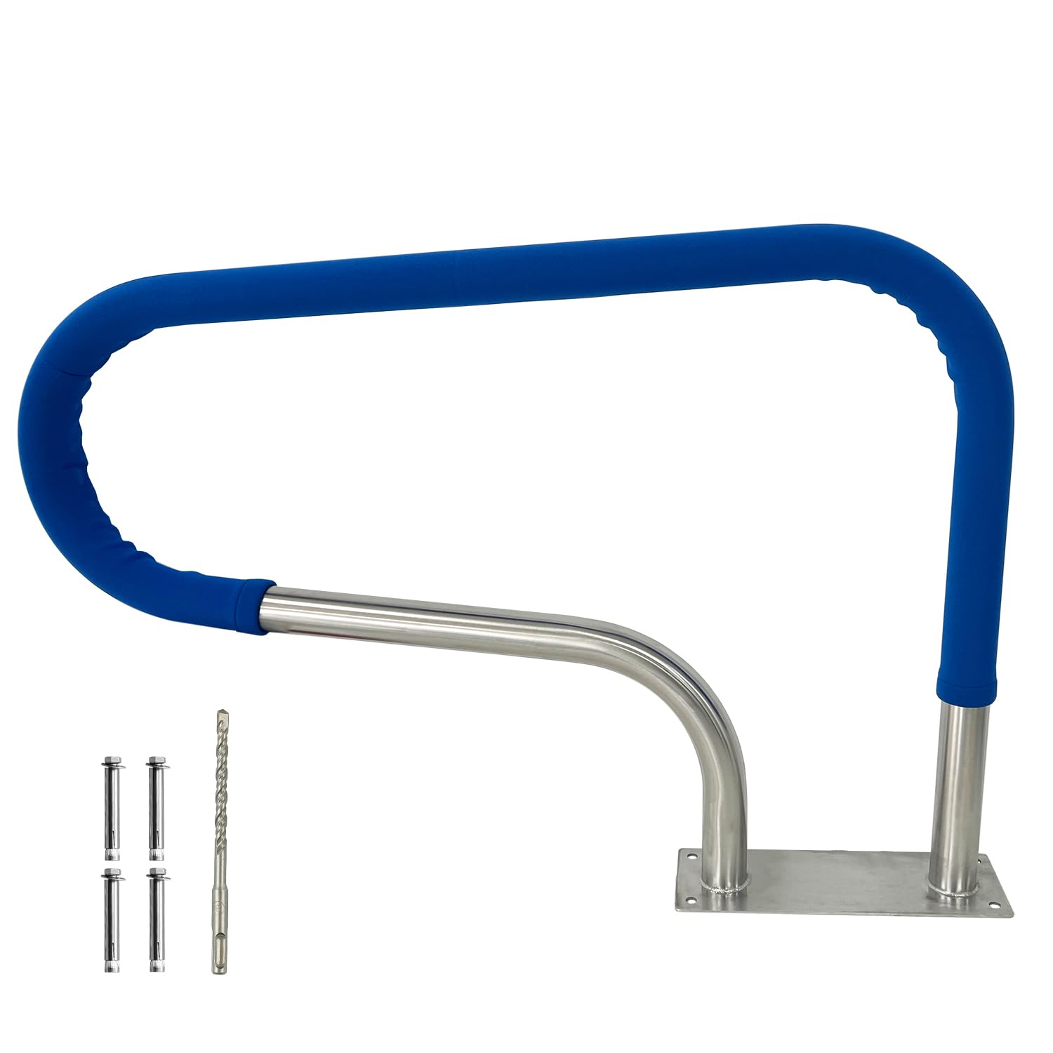 Pool Haltegriff aus Edelstahl V2A, 90x59cm Pool-Handlauf für Einbaupools, Sicherheitshandläufe für Schwimmbäder, Tragkraft 100kg, Pool-Treppengeländer aus Edelstahl 304 mit Griffabdeckung