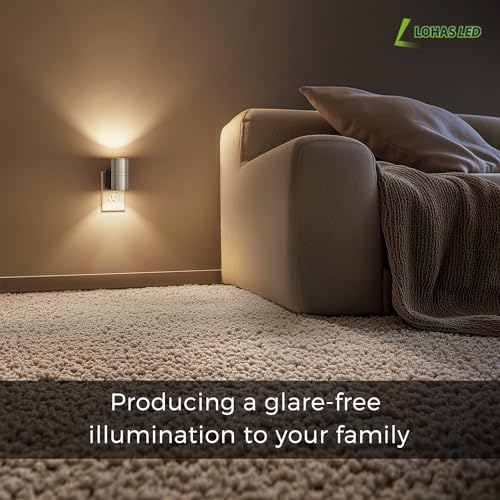 Image of L LOHAS LED Night Light, Dimmable Night Lights Plug into Wall,[1 Pack] Metal-Shade Nightlight for Adults, Automatic Nightlights, Light Sensor,Soft White 3000K, Nightlight Plug in for Hallway Bedroom