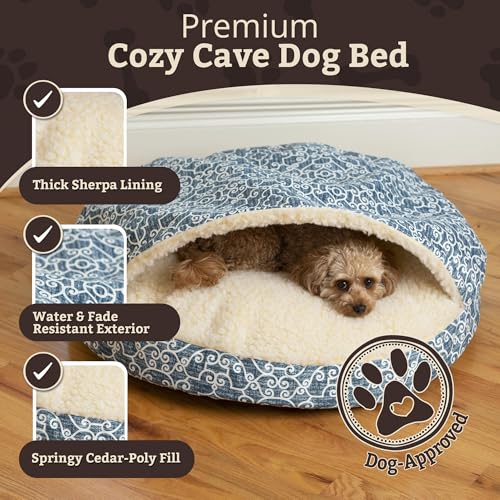 Image of Snoozer Cozy Cave Dog Bed, Round Covered Dog Bed, Ramey Oxford (S)