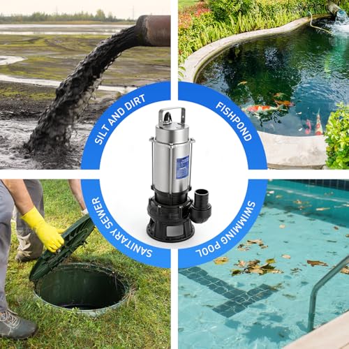 Weeflos 1.6HP 5200GPH Sewage Grinder Pump Stainless Steel Effluent Pump for Basement Sump Basin and Sewage Well Pre-wired (16M) with a 3-Point Plug by weeflos - Image 7