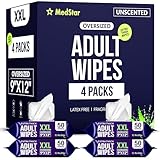 Adult Wipes for Elderly 4 Pack - Extra Large Extra Thick No-Rinse Bathing Wet Wipes for Adults - Incontinence Shower Alternative Disposable Washcloths - Fragrance-Free XXL