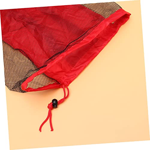 SUPVOX 1pc Large Capacity Mesh Bag for Beach Toys Snacks and Books Shoulder Strap Versatile Storage for Boys and Girls Red Color3