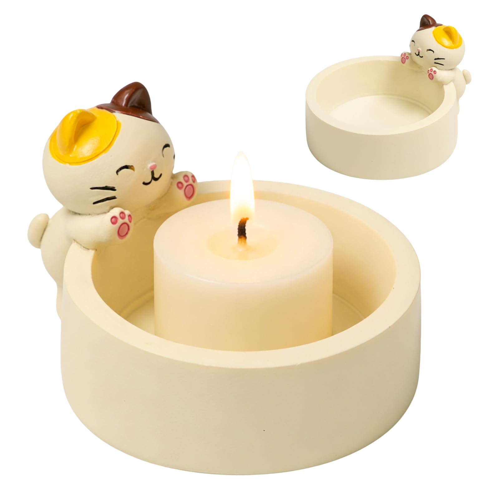2 Pezzi Portacandele Gatto Portacandele con Gattn Che Scalda Zampe Candela a Gatto Gatti Cartoon Tea Light Candle Holder Portacandeles per Gatti Regalo per Gli Amanti dei Gattn(senza candela)