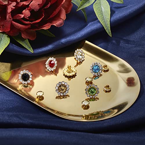 Wadorn 120 Sets 11Mm Rhinestone Rivets Studs, 6 Colors Sun Flower Crystal Rivets Mixed Colors Leather Rivets Studs Buttons Diamond Spikes Nailhead Studs For Leather Craft Shoes Belts Repair Decoration #TOP3