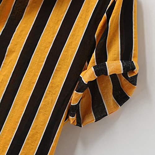 Chemise hawaïenne ample contre la chaleur vêtement d'été boutonné léger XXL jaune - 5