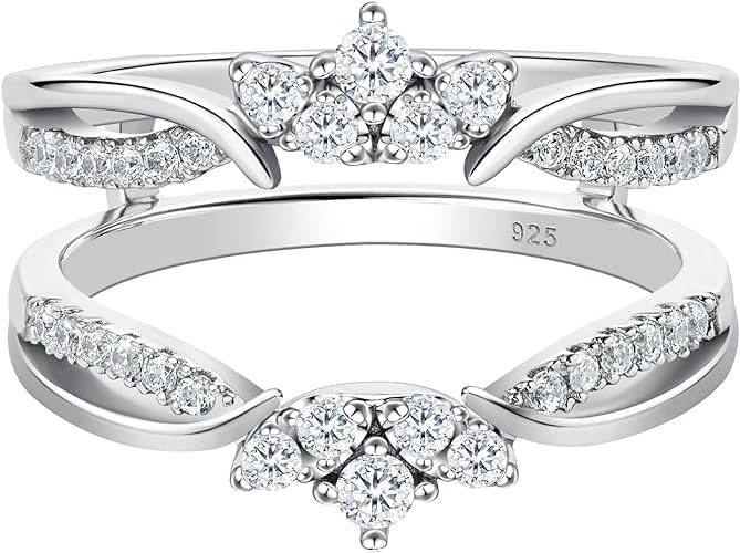 Enhancer Guard Wrap Rings for Women's 925 Sterling Silver Engagement Proposal Ring 14k White Gold Finish