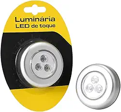 Luminária LED de Toque 3 LEDs – Luz Branca, Portátil, Sem Fio, Ideal para Armários, Closets, Cozinha e Gavetas
