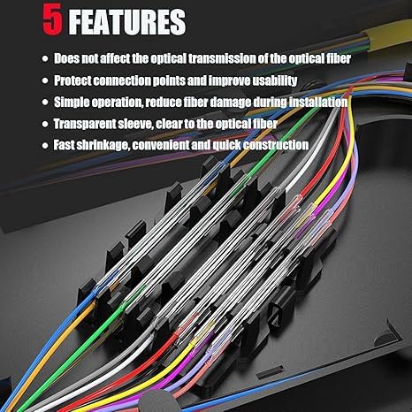Fiber Optic Protection Sleeves 60mm | Heat Shrinkable Splice Protector | Pack of 200 Units | RoHS 2.0 Compliant 4
