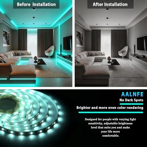 Image of Teal 10 Foot Led Lights Strip Indoor Rope Lights Easy DIY Cuttable Strip Lights for Room Bathroom Living Room Kitchen Ceiling Wall Vanity Mirror Decor