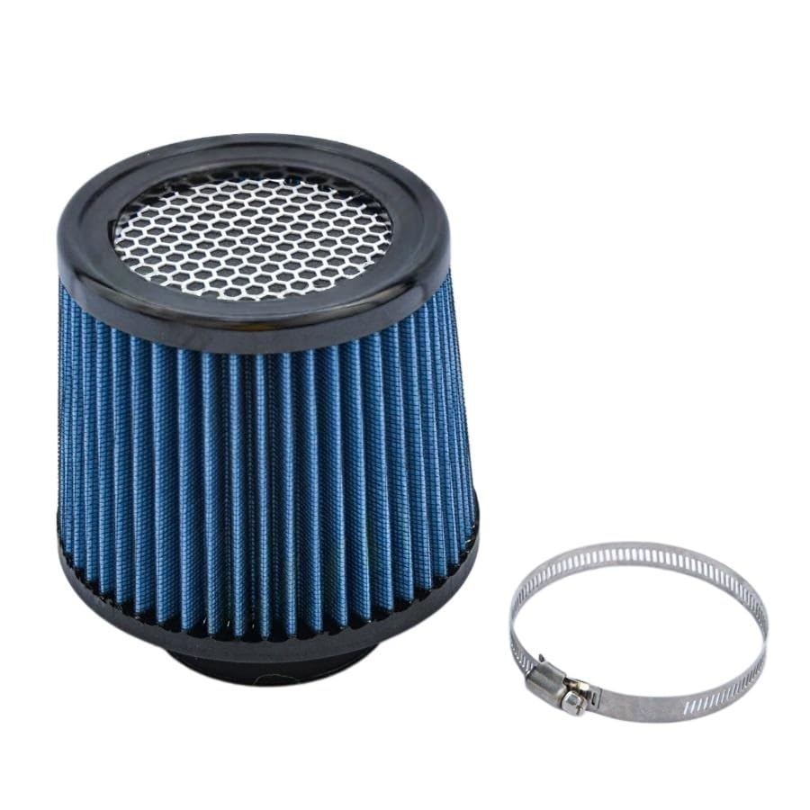 LUTFI Auto Filtro Aire Filtro De Aire Admisión Universal con Cabeza Seta, Limpiador Flujo 3'' Y 76mm(Blue)