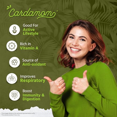 Image of GreenFinity Whole Green Cardamom (Elaichi) - 100g | 8 mm Bold Size | Premium Grade | Aromatic • Non-GMO • Fresh & Large Pods for Cooking, Baking & Tea [50g x 2]