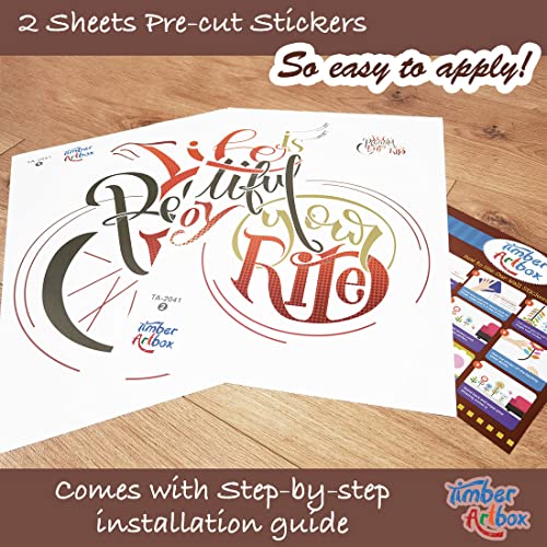 Timber Artbox Inspirational Wall Decor – Life Is Beautiful Bicycle Motivational Wall Stickers For Living Room & Bedroom – Positive Quotes Bike Wall Art Sticker #TOP6