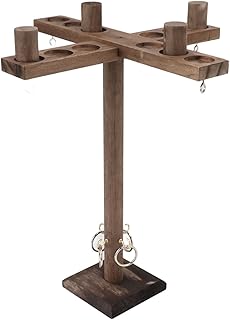 Jogo de batalha de gancho e anel, fácil de montar, jogo de entretenimento, feito à mão, de madeira, jogo de arremesso de gancho para acampamento para quatro jogadores