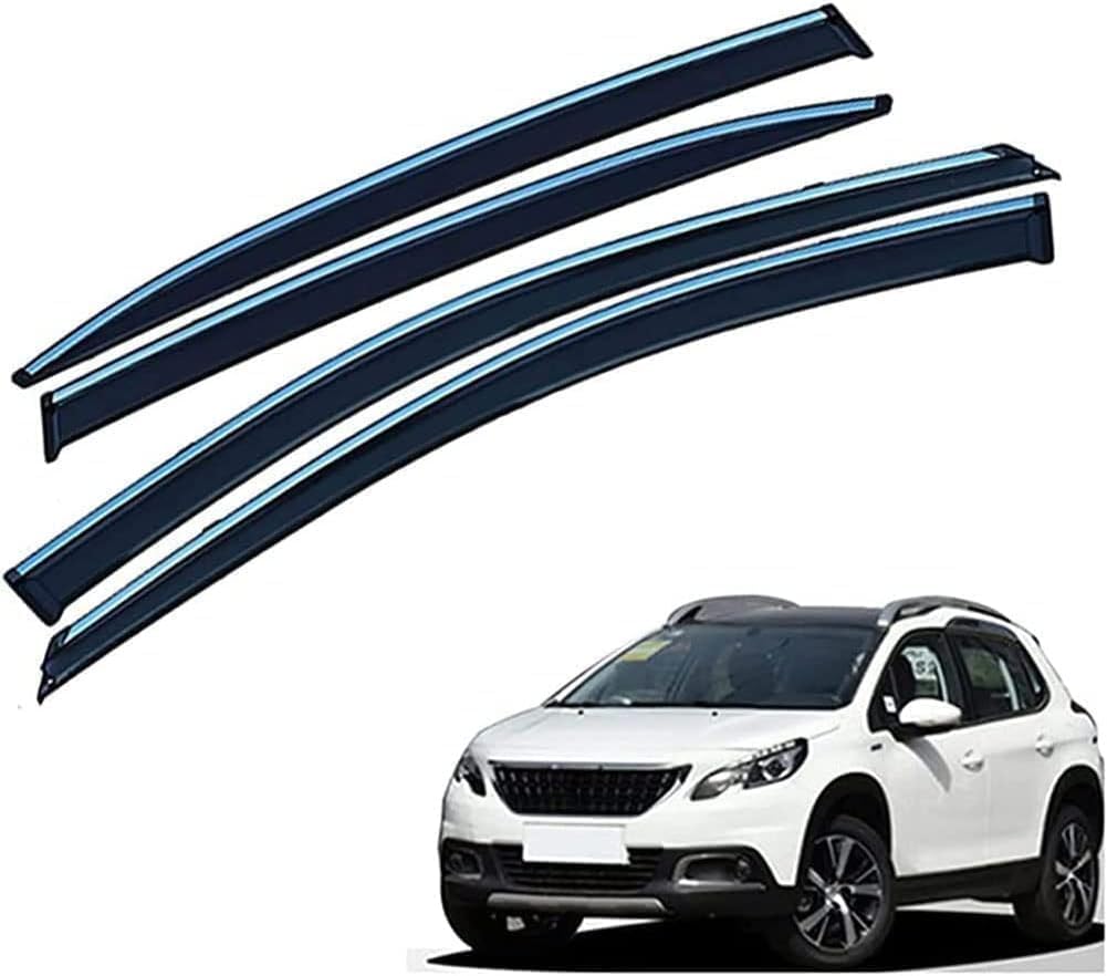 FengXH Window Deflectors for Peugeot 2008 2014-2019 - 4pc Smoke Tint, Waterproof, Noise Reducing.