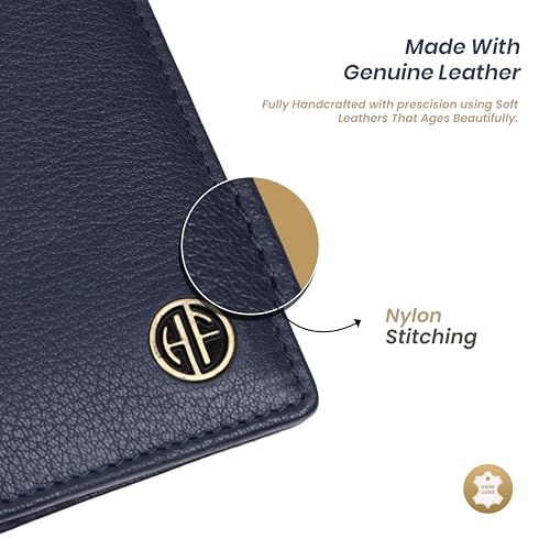 Image of HAMMONDS FLYCATCHER Genuine Leather Card Holder for Men and Women Slim RFID Blocking Bifold with 6 Card Slots Cash Compartment Compact Credit Debit Card Case Minimalist Pocket Organizer
