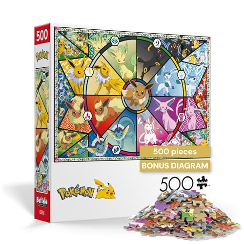 Buffalo Games - Pokémon - Eevee Evolutions Series 1 - 500 Piece Jigsaw Puzzle for Adults - Challenging Puzzle Perfect for Game Nights - Finished Size...