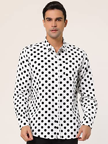 uxcell Men's Shirts Polka Dots Long Sleeve Slim Fit Printed Dress Button Down Shirt3