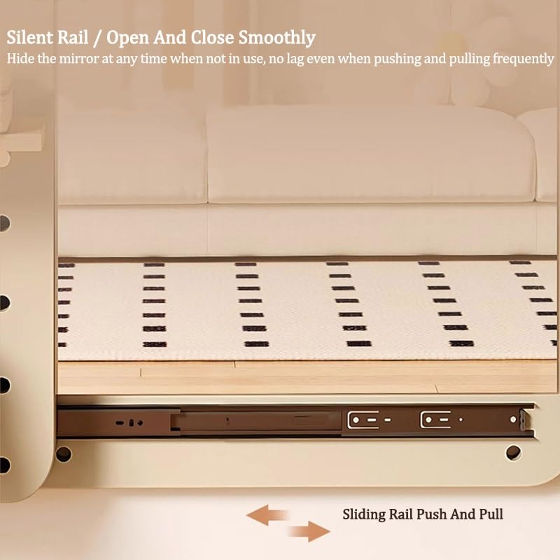 Tablero de madera para pared con espejo, estantes modulares para la entrada del hogar, dormitorio, gimnasio, elegante solución de almacenamiento (160 x 40 cm)