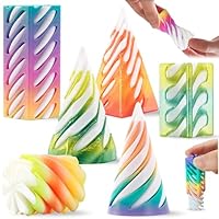 Chennyfun 6Pcs Impossible Cone Fidget Toys Set, 3D Printed Pyramid Spiral Cone Fidget Toy, Impossible Pyramid Passthrough Sculpture, Stress Relief Toys for Anxiety, Desktop Decoration for Kids Adults