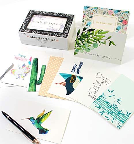 Cavepop All Occasion Greeting Cards Assortment, Any Occasion Thank You, Birthday and Sympathy Cards with Envelopes - 4 x 6 Inches - 36 Pack (36 Designs)