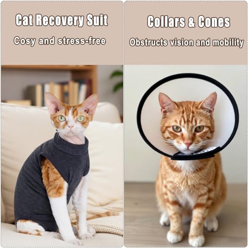 Cyponpy Katzenbody Nach Op Body Katze Kastration Body für Katzen Operation Kastrationsbody Katze Reißverschluss Leckschutz Katzen Anzug Medizinischer Katzenbody Nach Kastration Halskrause Alternative